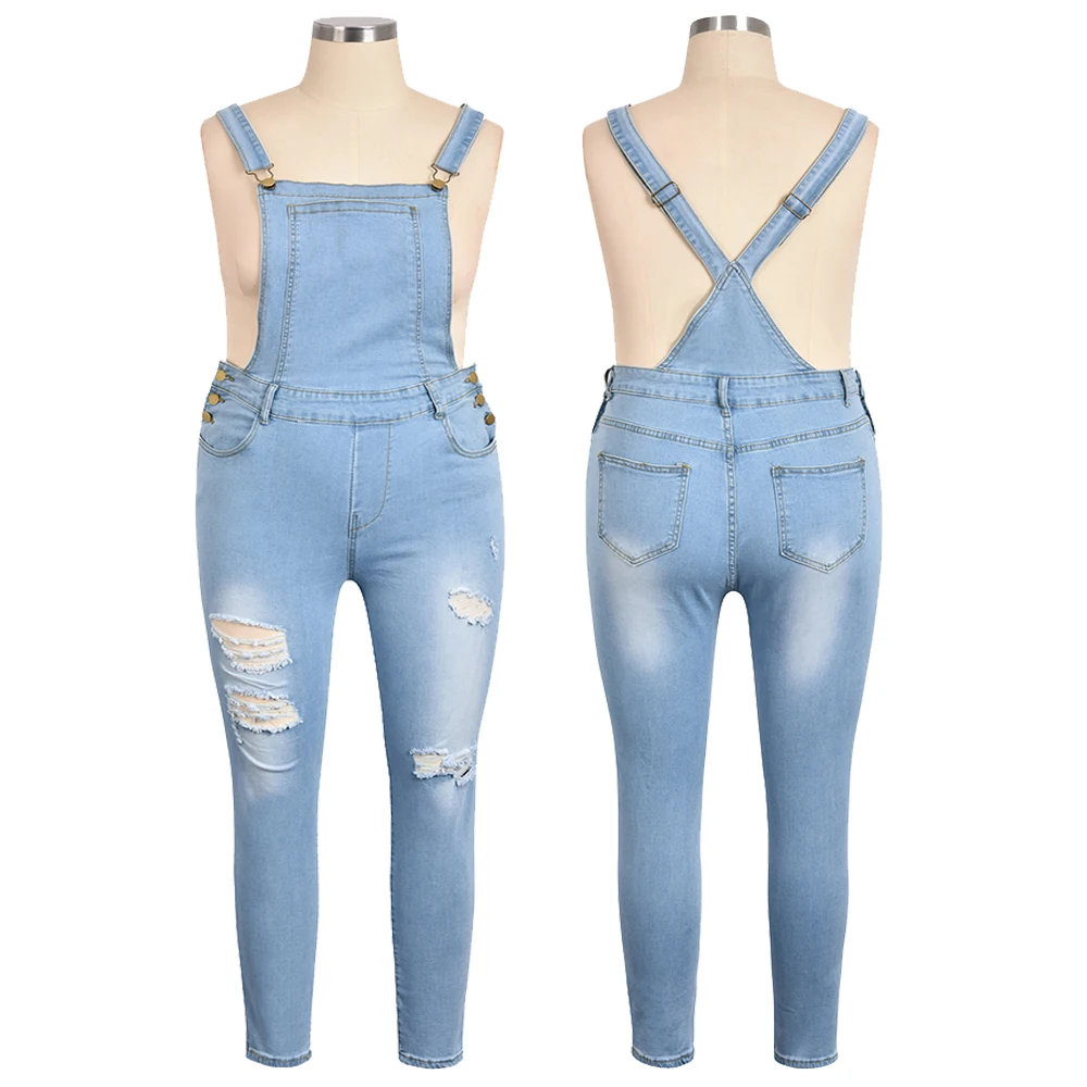 

Fashion Women Ladies Skinny Denim Jeans Bib Full Length Pinafore Dungaree Overall Solid Causal Plus Size Denim Jumpsuit Pant D30