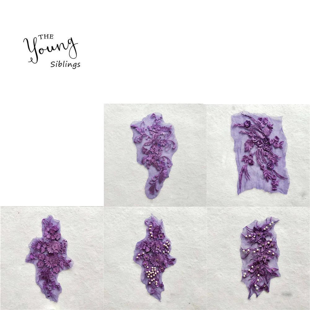 ABS жемчужное фиолетовое искусственное кружево ткань воротник вышивка вырез