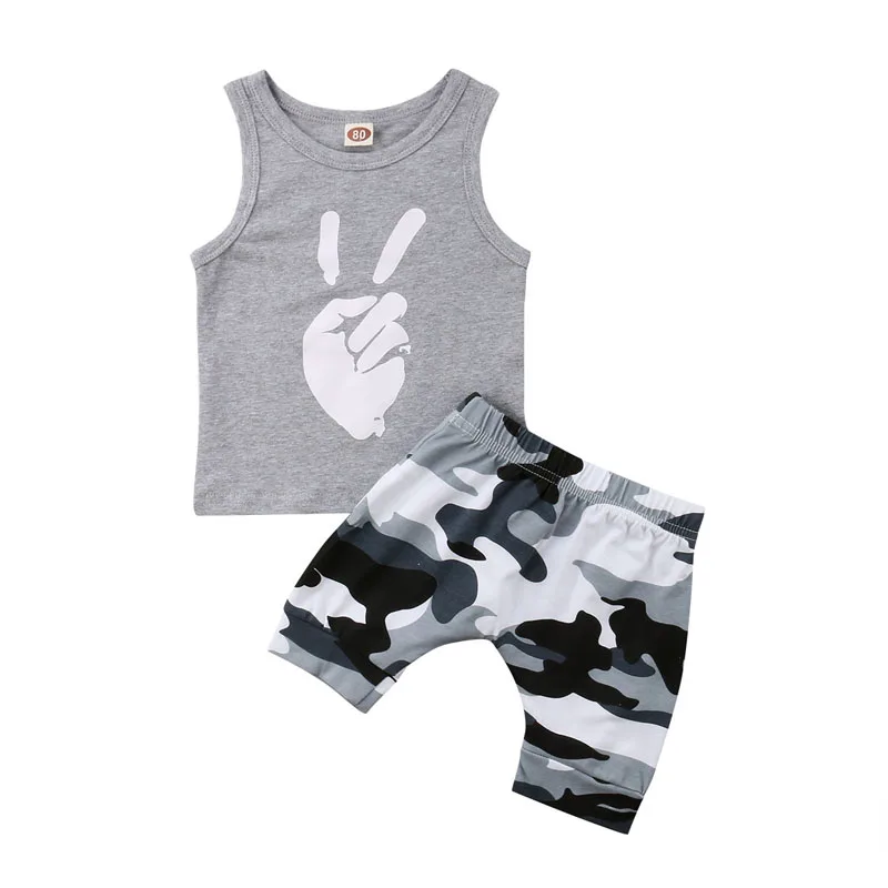 

2PCS Toddler Kids Infant Baby Boy Clothing Set Cotton Tops Sleeveless Cotton T-shirt Shorts Summer Boy Clothes