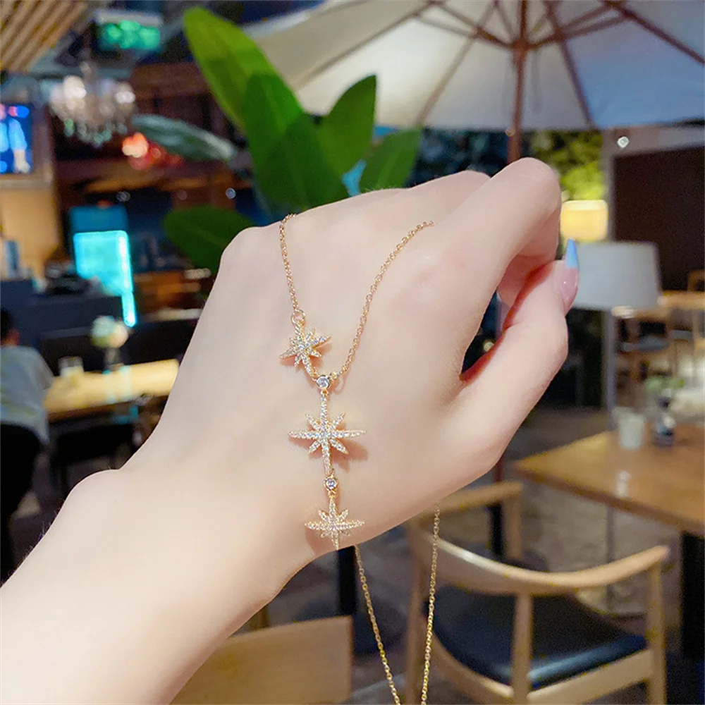 

Hip Hop Star Pendant Necklace for Female Bead Chain Choker AAA Cubic Zirconia ​Bracelet Party Jewelry Accessories Gift