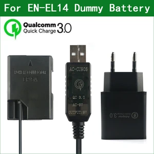qc3 0 en el14 el14a ep 5a dummy battery power bank usb cable for nikon d3100 d3200 d3300 d3400 d3500 d5100 d5200 d5300 d5500 free global shipping