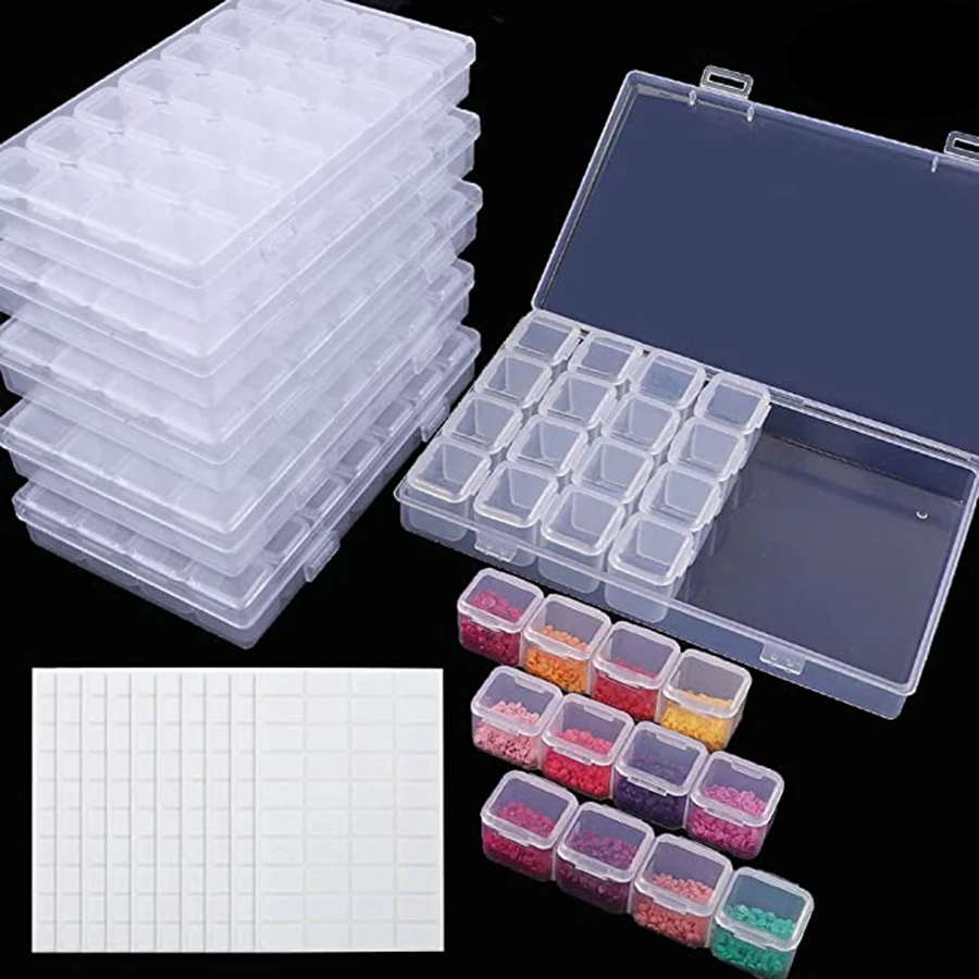 168/28 pcs 5D DIY Diamond Painting Drill Box For Jewelry Box Rhinestone Embroidery Crystal Bead Organizer Storage Case Container
