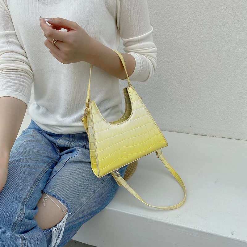 

Handbags For Women Alligator Grain Armpit Bag Vintage Small Triangle Clutch Pouch French Style Shoulder Bag Lady Crossbody Bags