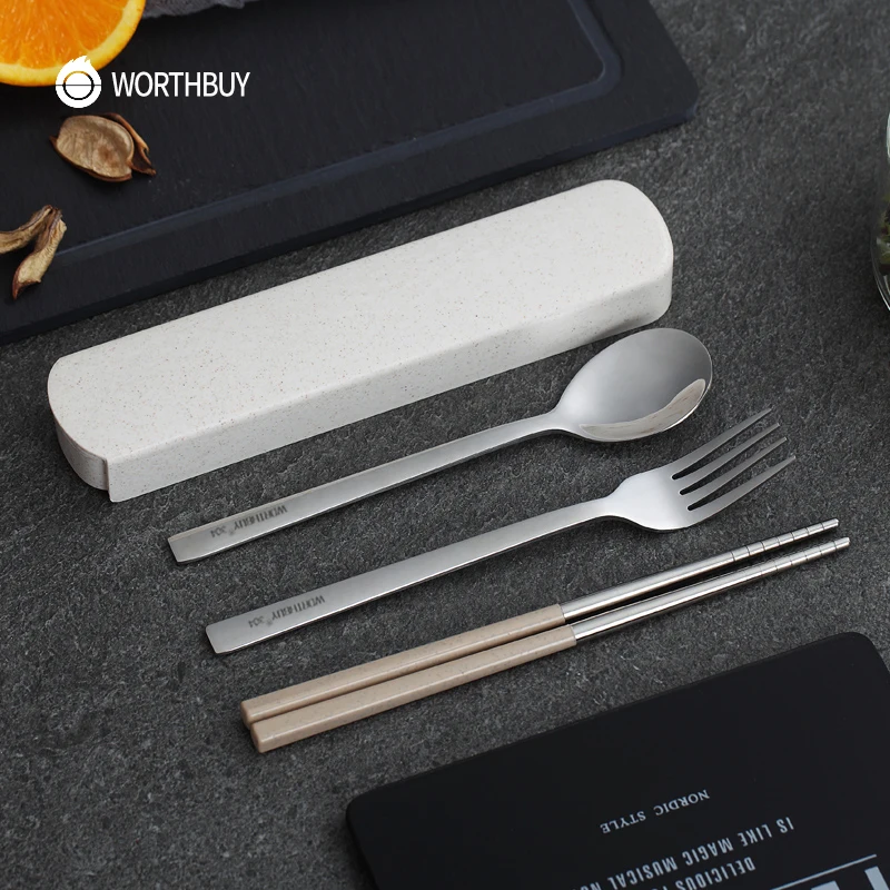 WORTHBUY портативная дорожная посуда набор посуды из нержавеющей стали 304 палочки
