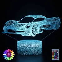 sports racing car modeling led 3d night lights touchremote control usb desk lamp 7 color changing home decor gift