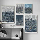 Картина на холсте Сан-францискос, винтажная картина с изображением Лондона, городов Парижа, настенный плакат для гостиной, домашний декор