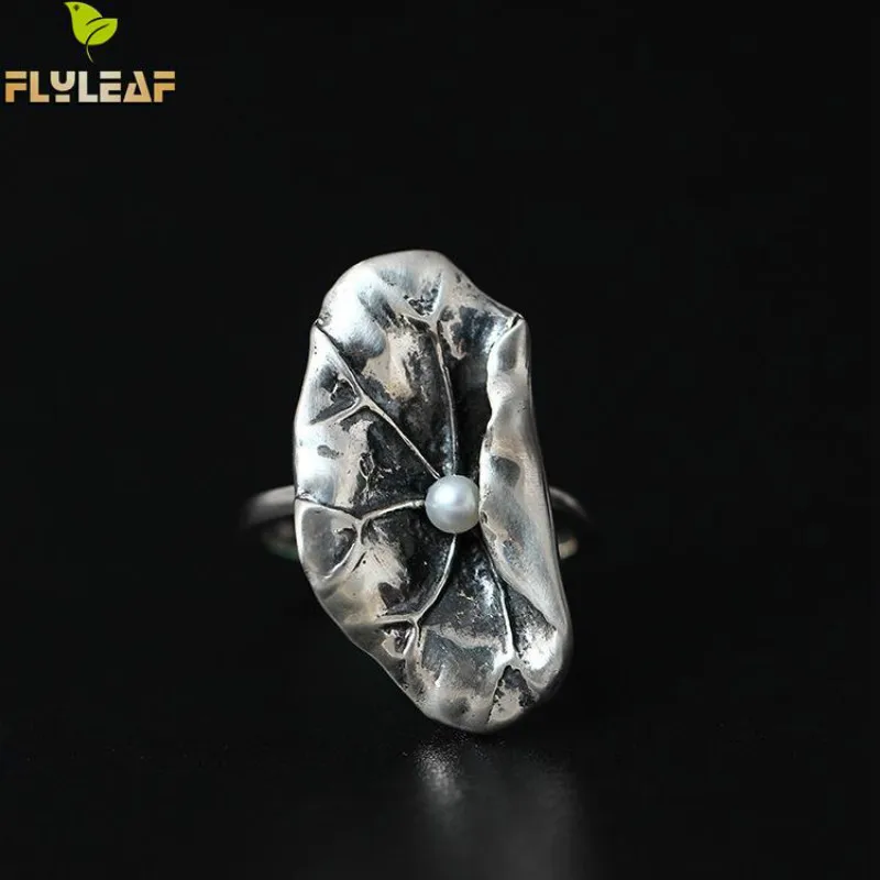 Flyleaf серебро 925 пробы Пресноводный Жемчуг лист лотоса открытые кольца для женщин