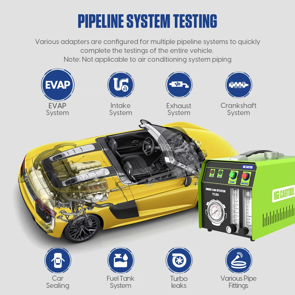 Автомобильный детектор утечки дыма MRCARTOOL T130 локатор нефти система EVAP тестер