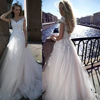 a line blush sequin bling bling blush tulle wedding dress beach crystals bridal dress vestido madrinha