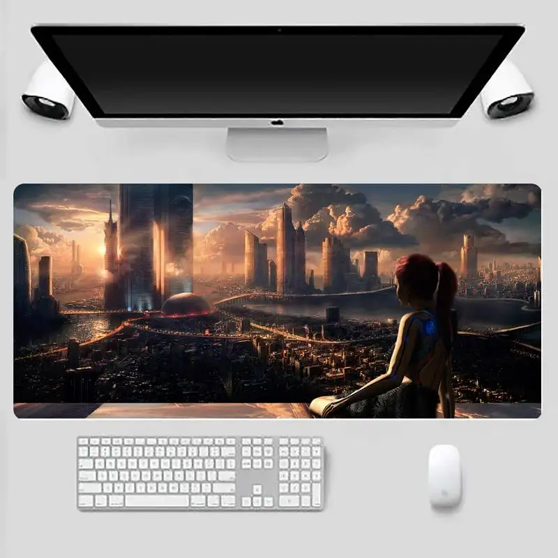 

Future city scene Durable Rubber Mouse Mat Pad Desk Table Protect Game Office Work Mouse Mat pad X XL Non-slip Laptop Cushion