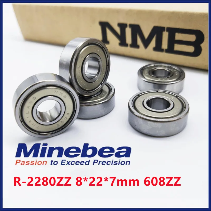 50pcs NMB Minebea high speed bearings R-2280ZZ 8*22*7mm 608ZZ skateboard roller blade skating wheel bearing 608 608Z 8x22x7 mm