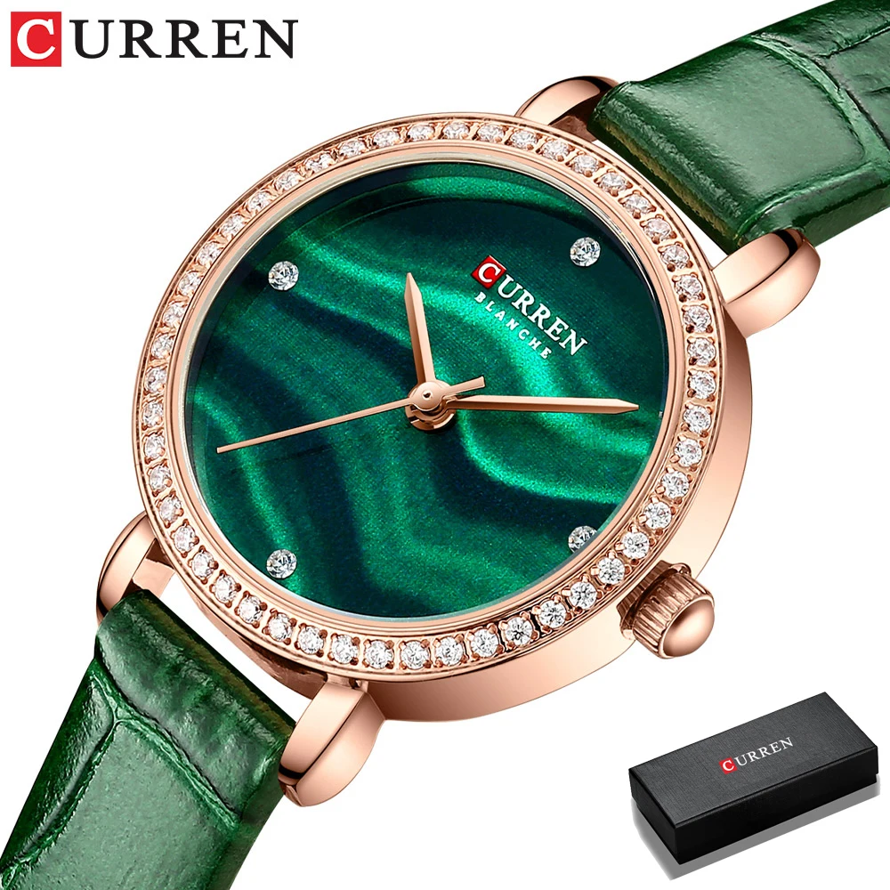 

2021 CURREN New Watches for Women Luxury Charm Leather Crystal Wristwatches Fashion Waterproof Quartz Female Clock Montre femme