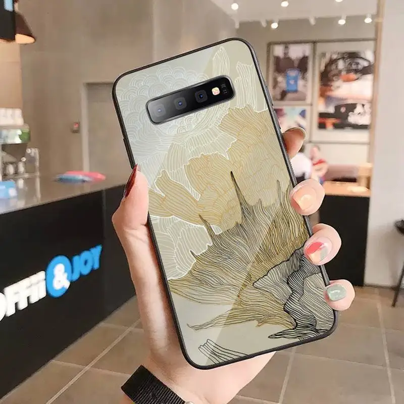 

Wood grain art design geometry Phone Case Tempered glass For Samsung S6 S7 edge S8 S9 S10 e plus note8 9 10 pro