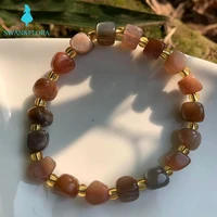 genuine natural orange sunstone beads bracelet crystal gift woman jewelry natural stone yoga mala jewelry handmade