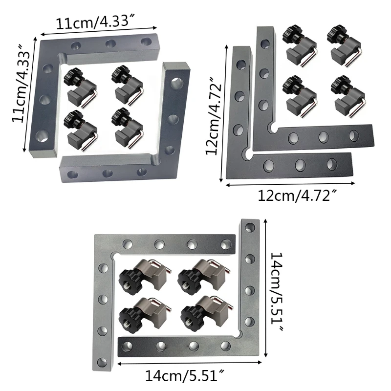 

90 Degree Positioning Squares 11/12/14CM Aluminum Alloy Right Angle Clamps Woodworking Carpenter Tool Corner Clamping Square for