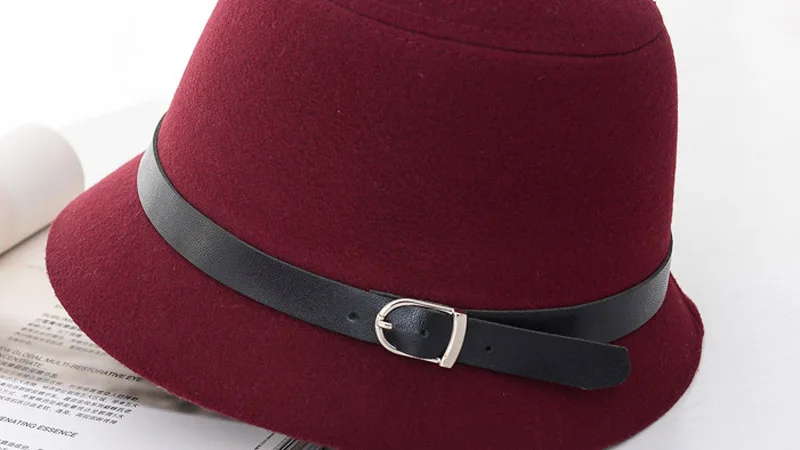 Горячее предложение женский котелок из шерсти Fedoras зимний женский топ Шляпа Сплошной Цвет фетровая шляпа-цилиндр Дамская винтажная Кепка элегантная