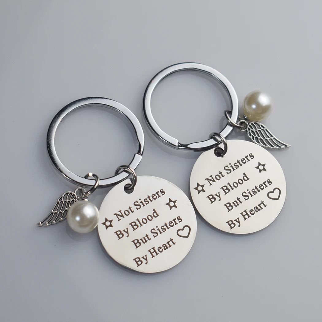 Металлический брелок для ключей серебристого цвета с цитатой Llavero NOT Sister BY кровь