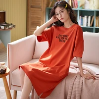 2021 new nightdress womens summer cotton nightgown short sleeve cute nightwear thin home clothes sleepwear sleeping dress