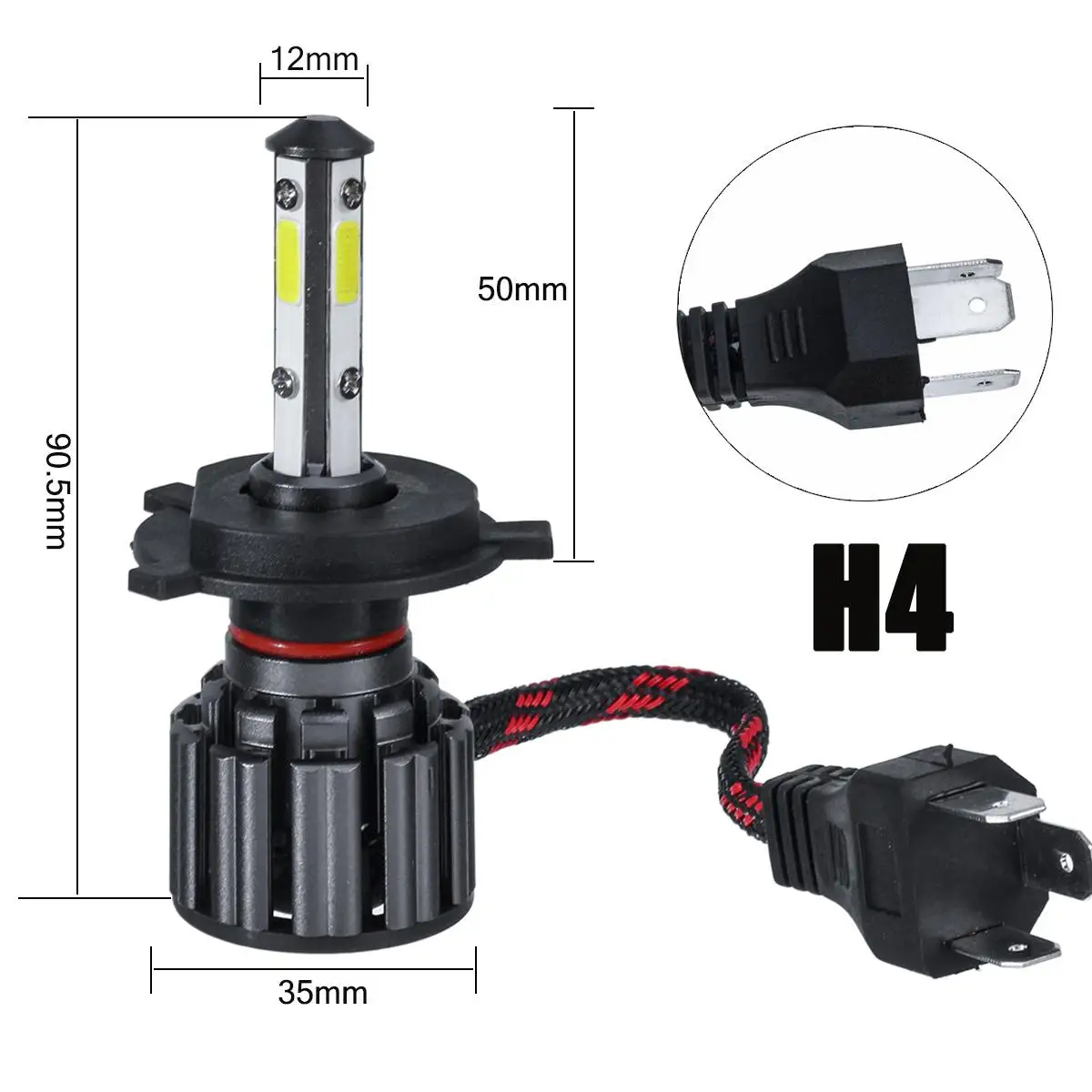 

New 2PCS 4-Side 9-36V 40W H4/H7/9005/9006/H11 Car LED Headlights Bulbs Headlight Lamp 8000LM 6000K Waterproof IP68