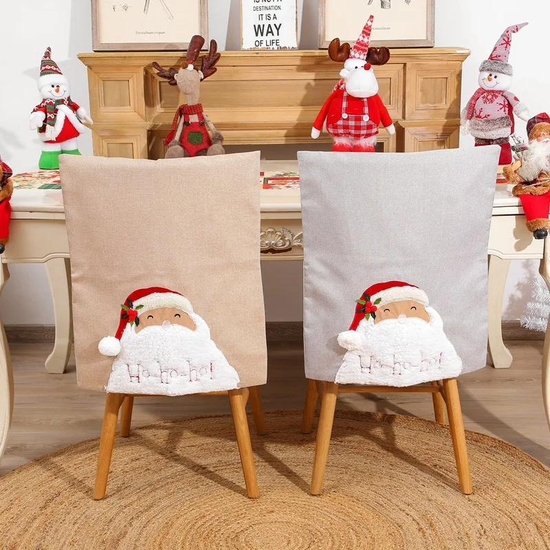 Brand New 50*60cm Christmas Chair Covers Back Cover Santa Claus Snowman Stocking Caps Slipcovers for Party Décor | Дом и сад