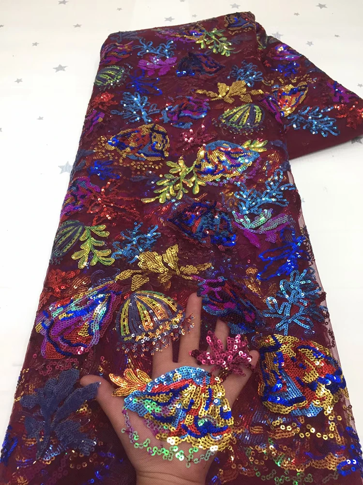 

Sequence African French Net Organza High Quality Nigerian Mesh Tulle 3D Sequins Lace Embroidery Fabric For Wedding Party Dress