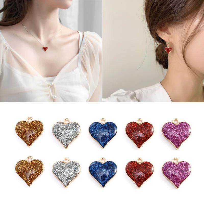 

10Pcs Shiny Heart Enamel Alloy Charms Pendant DIY Handmade Jewelry Findings Charms for Jewelry Making Bulk