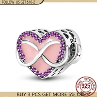 925 silver color heart shaped symbol enamel eternal bead charms fit original pandora braceletbangle making diy women jewelry