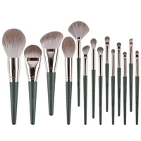 14pcs makeup brushes set green color highlighter foundation powder fiber brushes eyeshadow blush lip brush cosmetic beauty tools