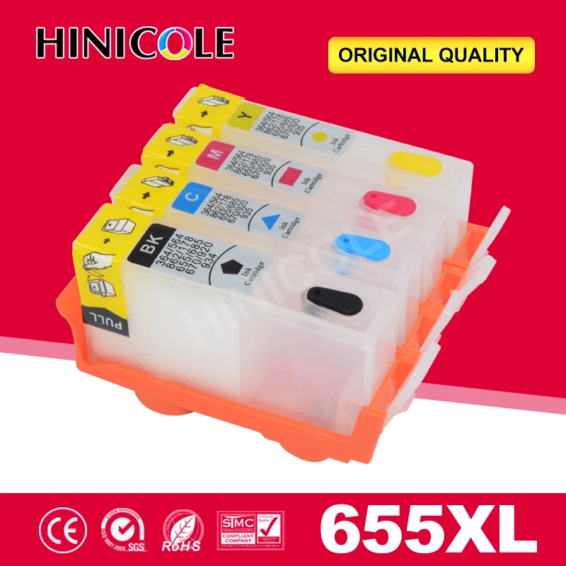 

Hinicole Ink Cartridge Refillable Deskjet Ink Advantage 3525 4615 4620 4625 5525 6526 Printer Cartridges For HP 655 XL