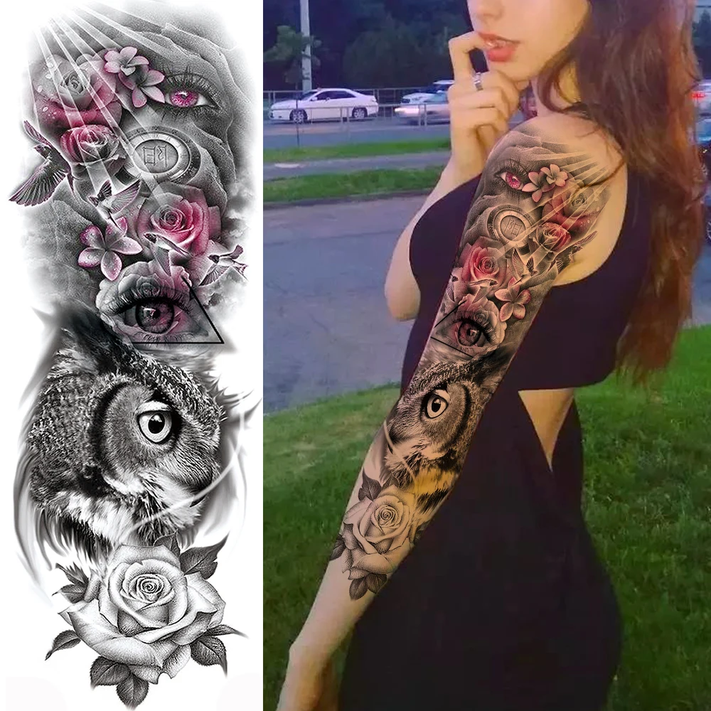 Mighty Warrior Monarch Temporary Tattoos For Men Women Body Art Full Arm Sleeve Tatoo Disposable Fake Tattoo Stickers Realistic | Красота и