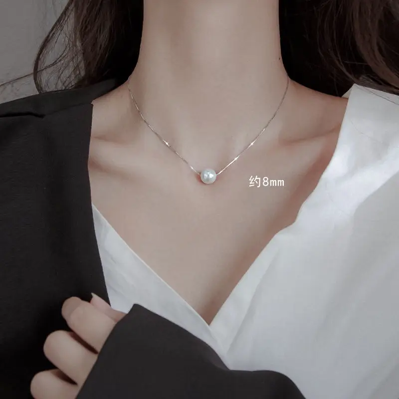 

Pearl Clavicle Necklace Large and Small Size Fashion Pendant for Women Wedding Party Gift 925 Silver