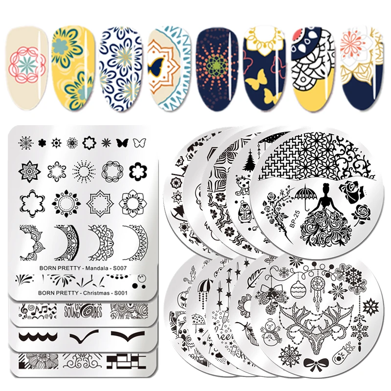 Пластины для стемпинга BORN PRETTY рождественские цветы трафарет из нержавеющей