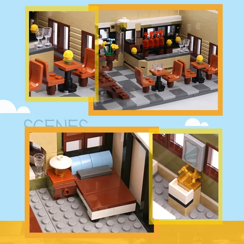 MOC Streetview строительные игрушки китайский ресторанный набор моделей сборочные