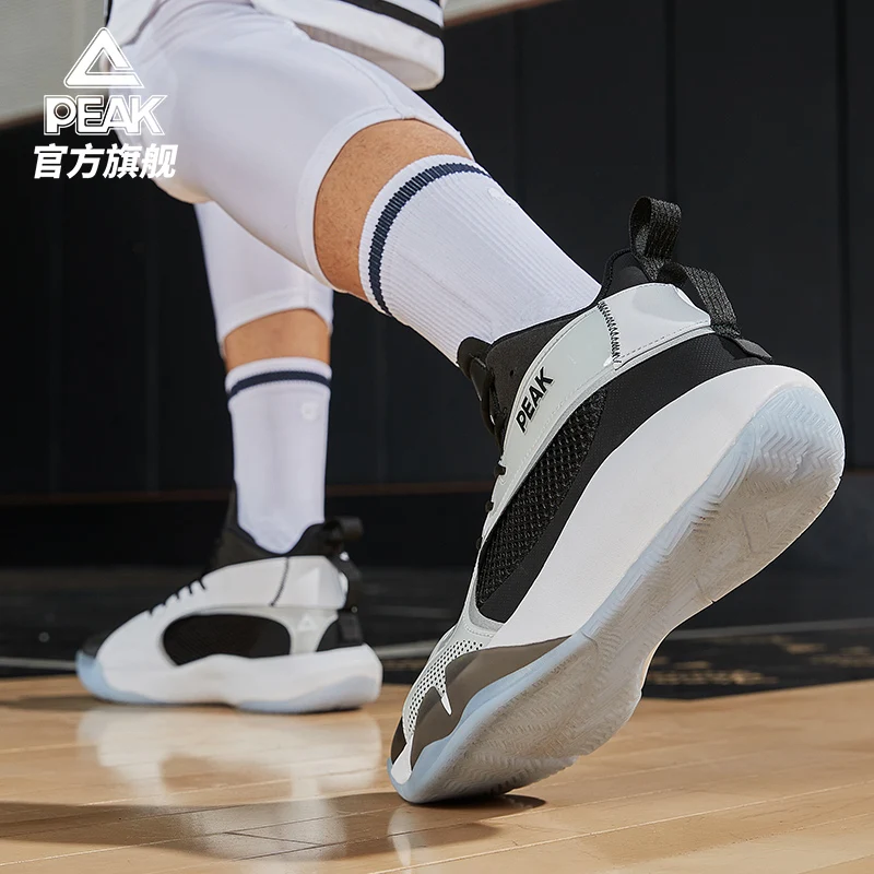 Peak basketball shoes men's 2021 autumn new anti slip and wear-resistant high top student practical shoes men's Blue Sneakers