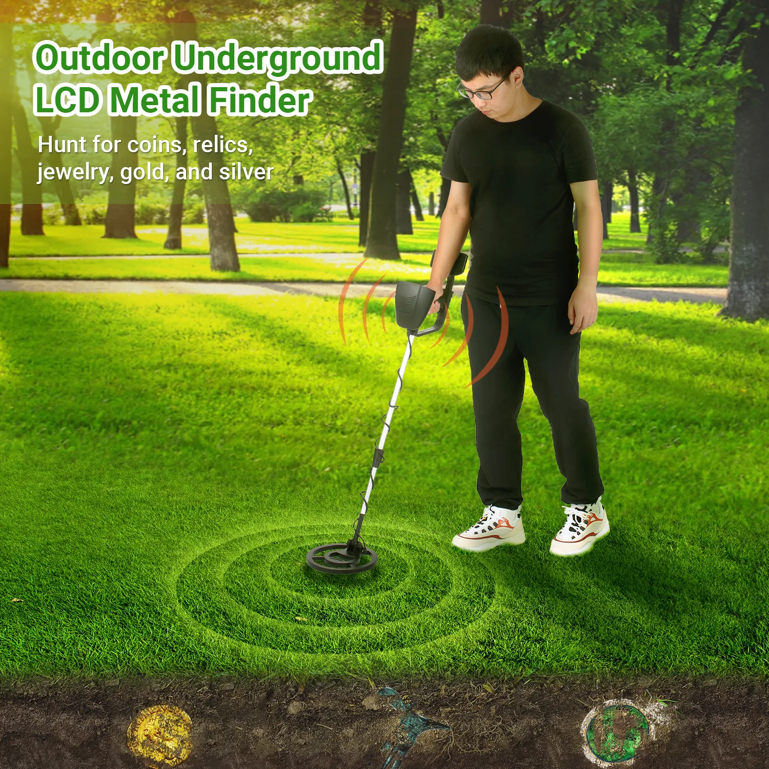 

MD-4090 Underground Metal Detector High Accuracy Waterproof Gold Silver Seeker Treasure Hunter Gold Depth Metal Finder