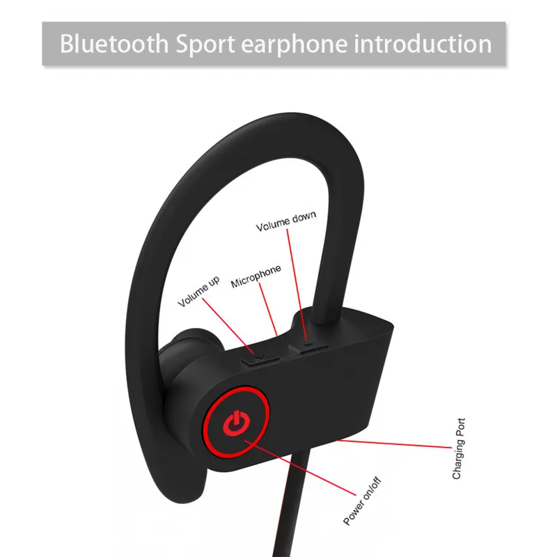 Wireless Bluetooth Earphone Sports Waterproof Earbuds Portable Headset Bass HiFi Stereo Headphones for xiaomi iphone Samsung