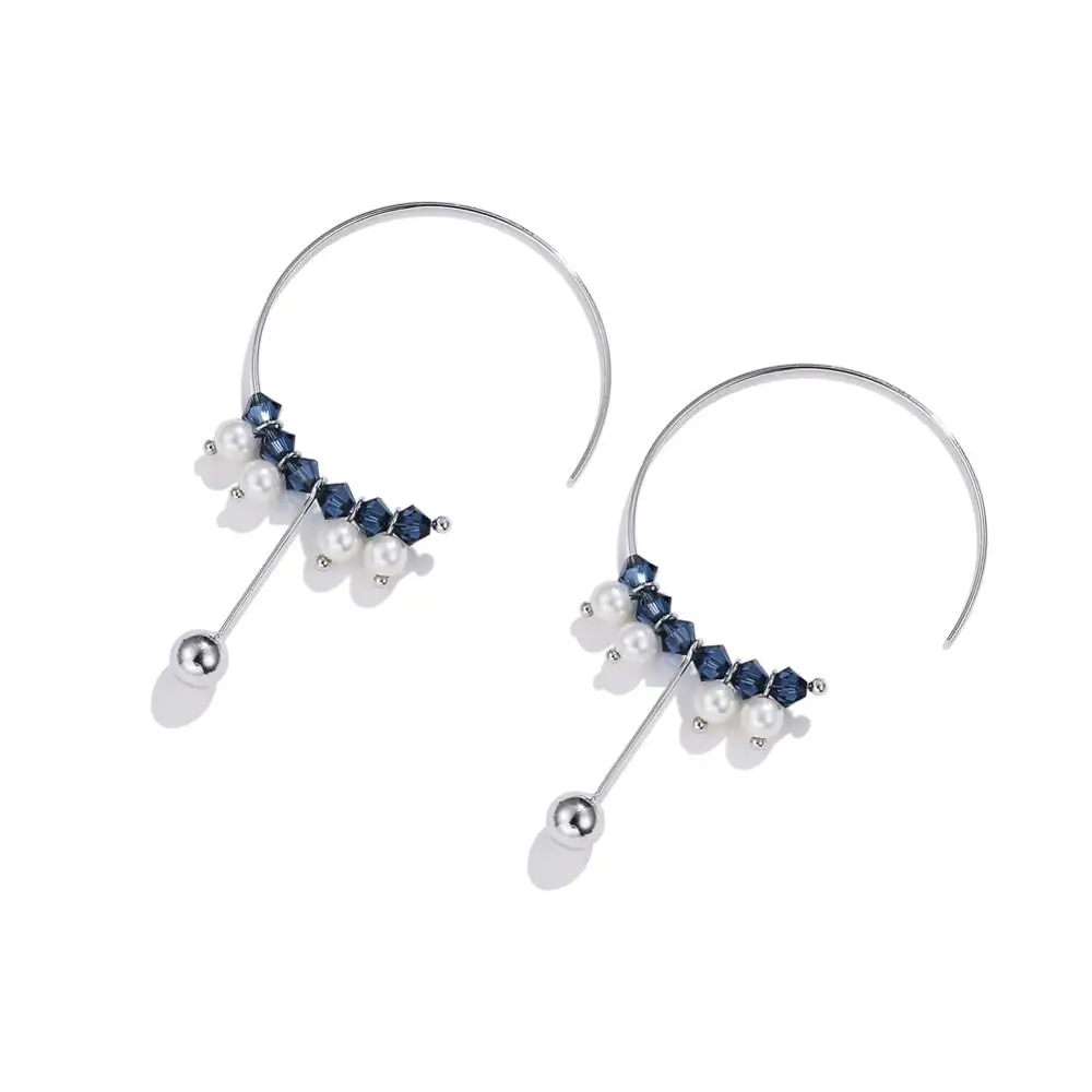 Серьги-кольца женские из серебра 2020 пробы с кристаллами Сваровски | Украшения и