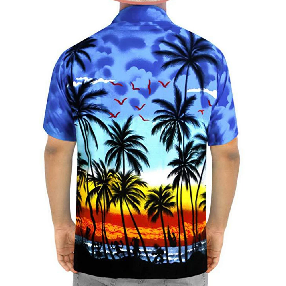 2021 New Hawaiian Shirt Man Summer Short Sleeved Loose Cardigan Shirts Button Top Beach Casual Holiday Streetwear Men Clothing