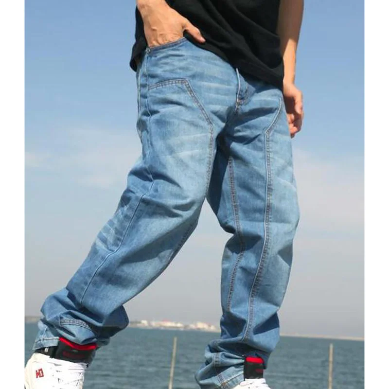 

New plus size jeans men's hip-hop trousers skateboard men jeans hiphop clothes Bottoms long pants 30-46