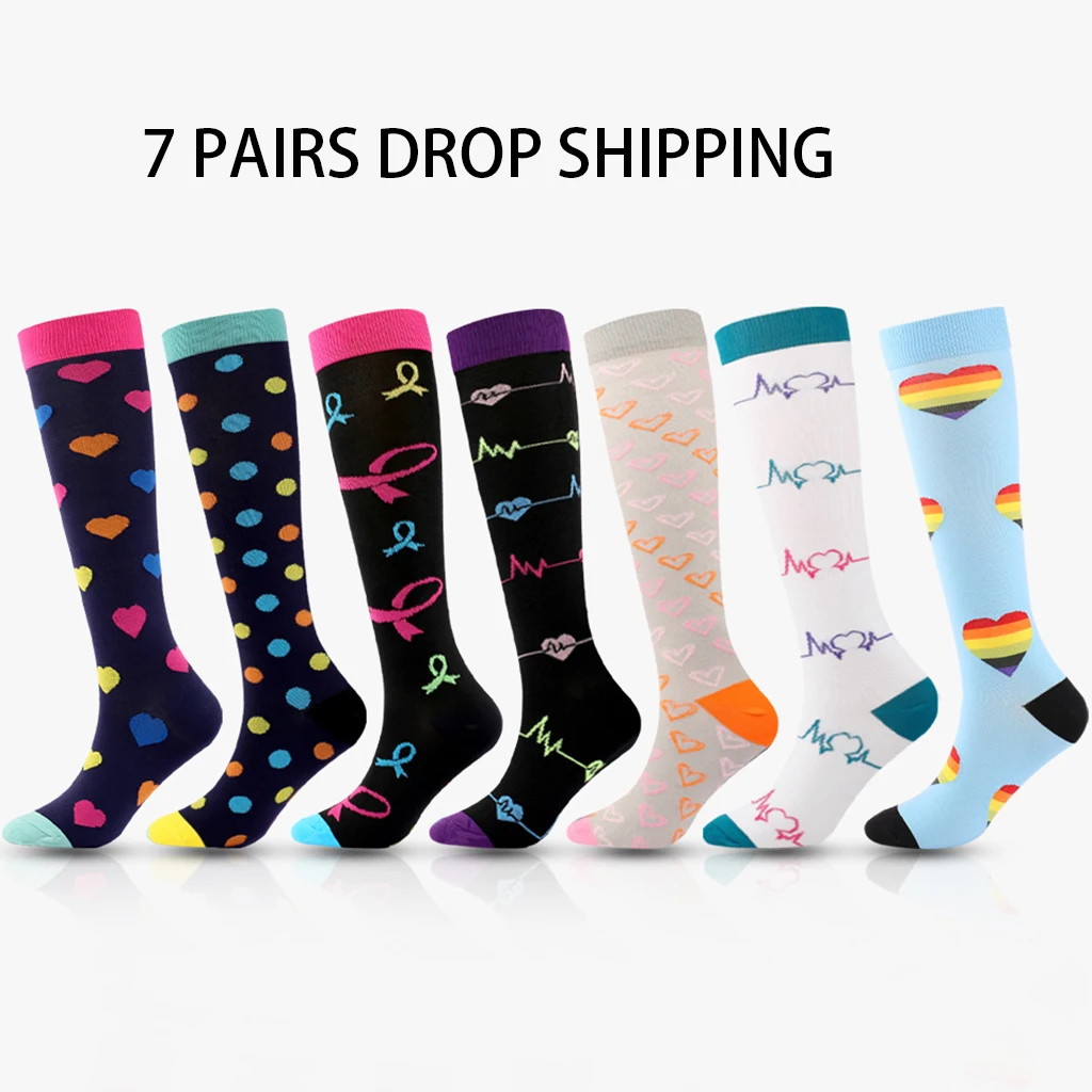 Sports Compression Socks 7 PAIRS Outdoor Riding Socks Spot Knee Pad Compression Socks Drop Shipping