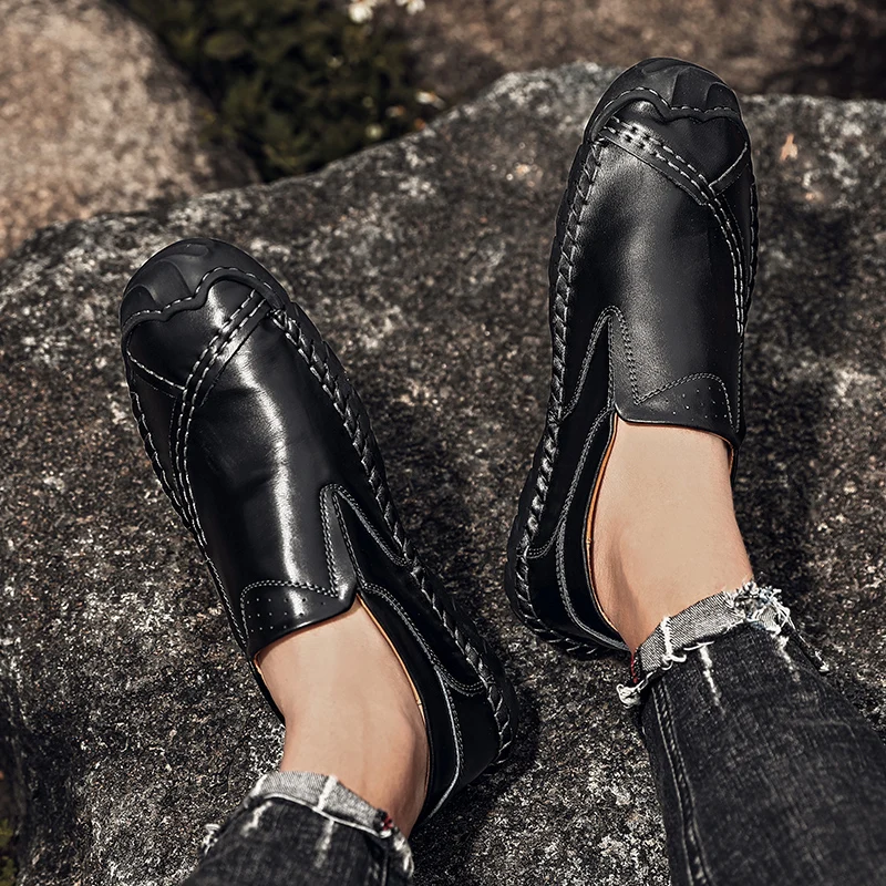 Мужские Летние мокасины лоферы из натуральной кожи высокого качества легкие