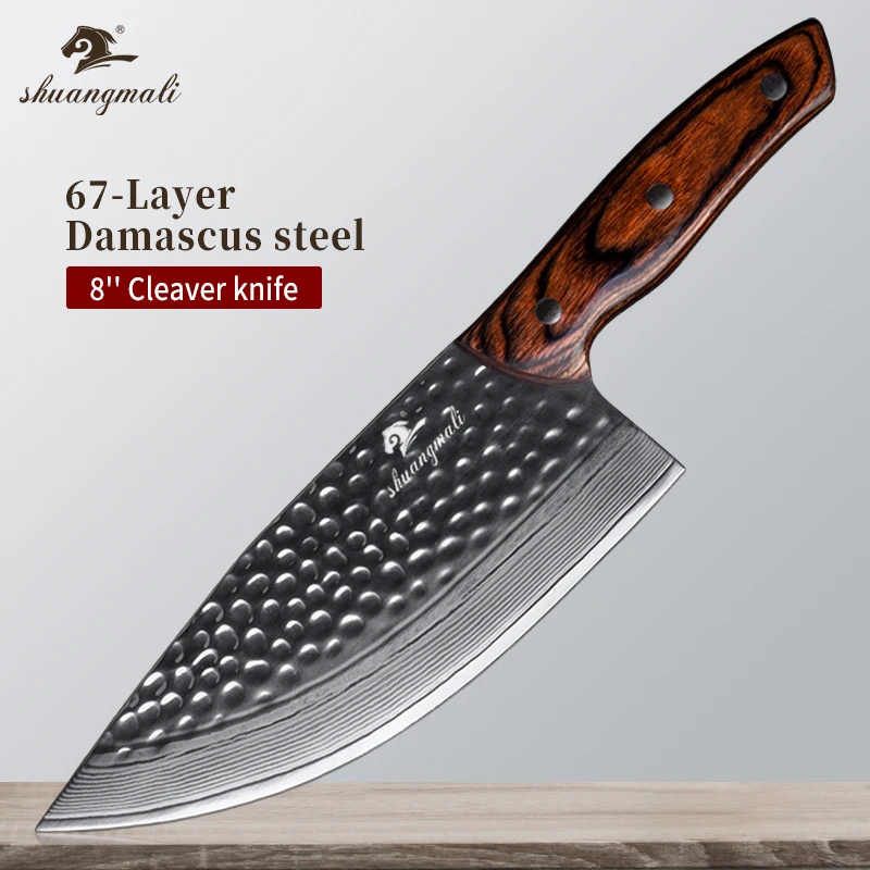 

Shuangmali 8-дюймовый нож шеф-повара мясника из дамасской стали китайские кухонные ножи острый нож для нарезки овощей мяса мясницкий нож