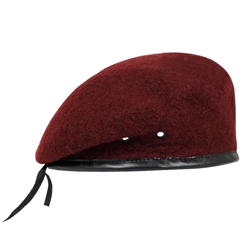 wine red Мужские и женские уличные дышащие береты из чистой шерсти, шапки, шапки спецназа, солдатики, отряд смерти, военная шапка для тренировочного лагеря - Цвет: wine red