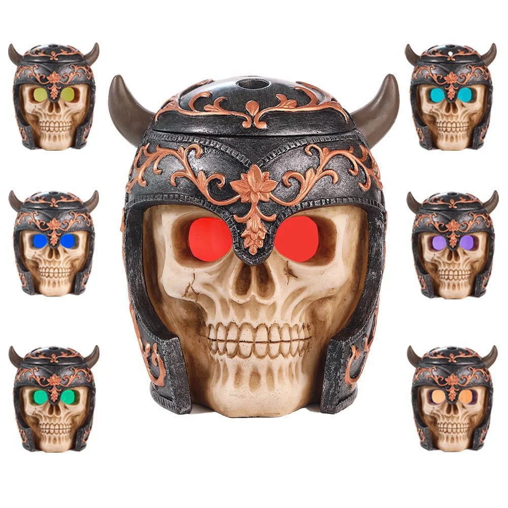 

350ml Viking Skull Humidifier Aroma Diffuser Colorful Changing Atomizer Desktop Resin Ornaments Home Office Decor Accessories