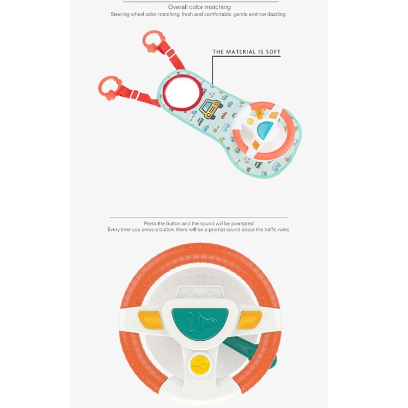 

T5EC Happytime In-Car Play Steering Wheel Baby's Travel Companion Entertain Relax Gear Lever Turn Buttons Horn for Infants