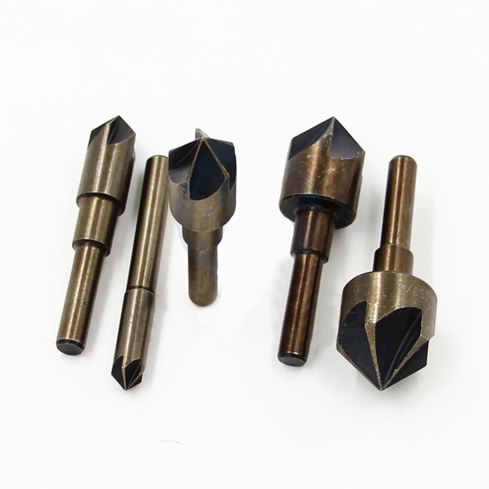 

5PCS British High-speed Steel Round Shank Five-blade Power Drills Tool Parts 1/4", 3/8", 1/2", 5/8", 3/4"