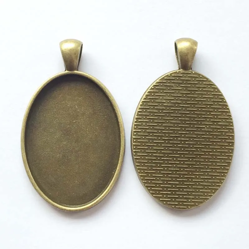 

5pcs/lot 25x35mm Necklace Pendant Setting Antique Bronze Silver Glass Cabochon Blank Base Supplies for Jewelry T212