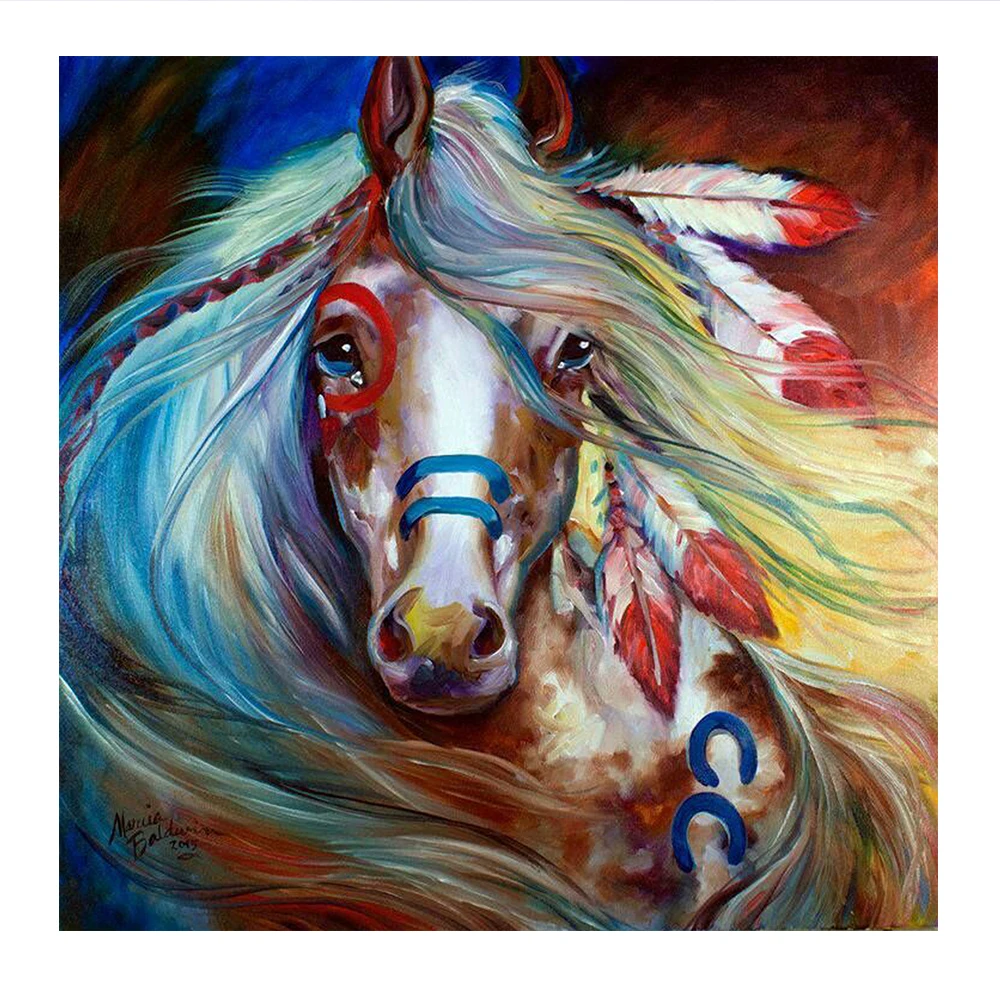 

DIY rhinestone embroidery cross stitch 5D color horse diamond painting animal diamond mosaic embroidery home decoration gift
