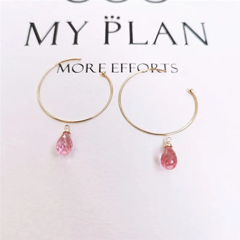 

Серьги DAIMI 4-5 мм с розовым топазом, серьги с крупными круглыми камнями золотого цвета 14 к для женщин