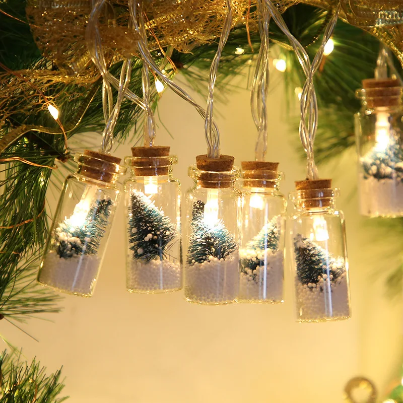 

10LED Led Christmas Tree Wishing Glass Bottle Jar String Lights 2m Battery Operated Fairy String Lights Christmas Party Decor